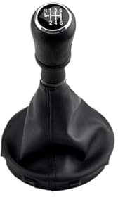 Schaltknauf Für VW Für Transporter T5 T5.1 T6 Gp 2003-2011 5/6 Geschwindigkeit Schaltknauf Leder Gamasche Boot Abdeckung Schaltknauf Auto(Black 6 Speed)