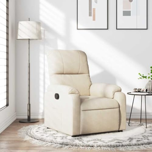 Mokuyary Relaxfåtölj, beige, mikrofibertyg, fåtölj med armstöd och justerbart ryggstöd, vardagsrum, cocktailfåtölj, TV-fåtölj, läsfåtölj, TV-fåtölj för sovrum, lägenhet