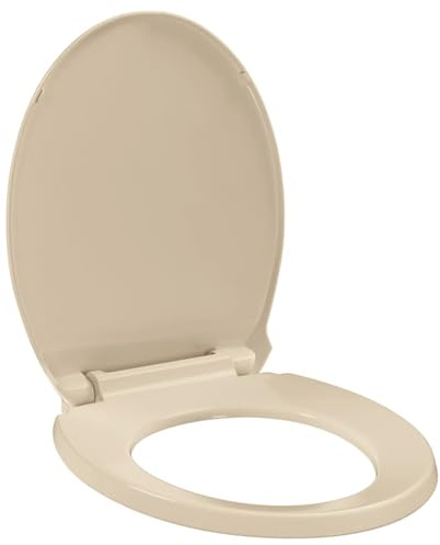 Tidyard Premium Beige Polypropylene Toilet Seat with Soft-Close Function - Oval Shape, Adjustable Hinge Width, Suitable for Family Homes, Restaurants, Department Stores, and Hotels Model145820