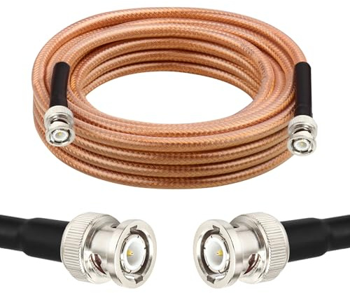 RG8X BNC Extension Cable, Low Loss BNC Male to BNC Male Coaxial Cable, 50 Ohm Flexible Coax Jumper with Dual-Layer Strain Relief for CCTV Security Camera, RF Antennas, Oscilloscope 20FT