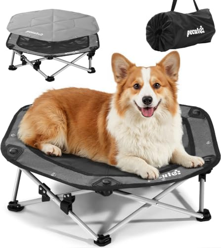 pecute Kühlmatte für Hunde & Katzen Hundeliege erhöht Outdoor, Grau L