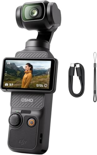 DJI Osmo Pocket 3, cámara con CMOS 1'' y vídeo 4K/120 fps, estabilización en 3 Ejes, Enfoque rápido, Seguimiento de Caras/Objetivos, Pantalla táctil giratoria de 2 (Osmo Pocket 3 Standard)