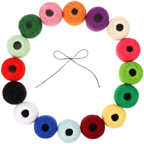 ABOOFAN 16 Carretes de Hilo de Bordar para Punto de Cruz, 45 Metros por Rollo, Hilo de Bordar Artesanal 100% Algodón, Surtido de 16 Colores Mixtos para Manualidades DIY Color Aleatorio