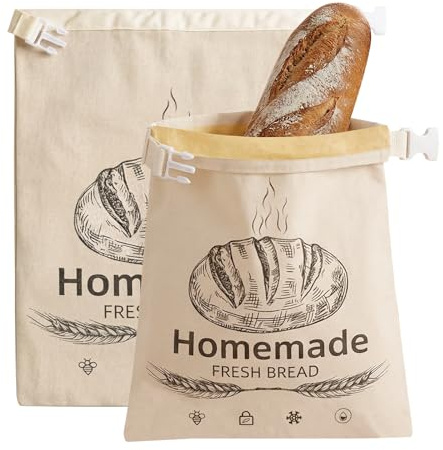 XdealCozyxc 43 cm x 32 cm Reusable Bees Wax Bag for Bread, Beeswax Lining Cotton Bread Bags for Homemade Bread (1 Pcs)