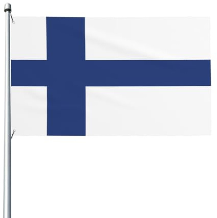 Bandiera della Finlandia, 90x150 cm, blu e bianca, poliestere, decorazione per esterni, Giornata delle Forze Armate