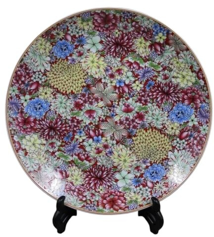 Dekorativ tallrik, Kinesiska dekorativa keramiska tallrikar, hängande i keramik, 10,2 tum Qing Qianlong que Heminredningstallrik Retro kinesiska Ornaments