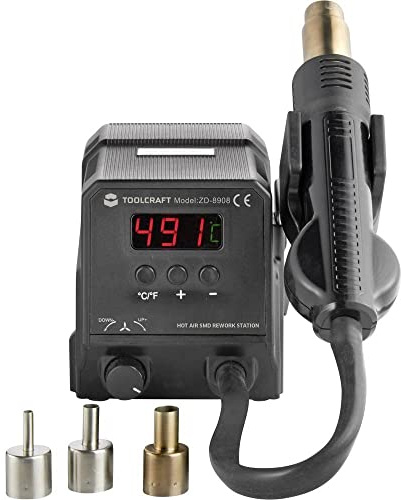 TOOLCRAFT ZD-8908 Heißluftstation | digitale Lötstation | SMD Bauteile | schnelles Aufheizen | Heißluftgebläse | 230 V/AC | digitales Display | Werkstatt??