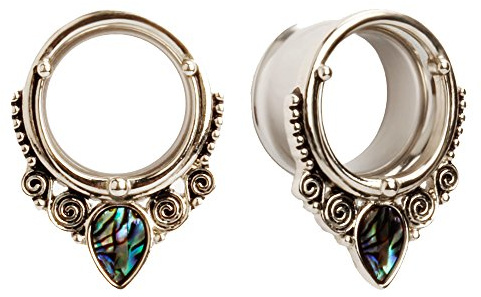 KUBOOZ(1 Pair Popular Sea-shell Stainless-steel Ear Plugs Tunnels Gauges Stretcher Piercings