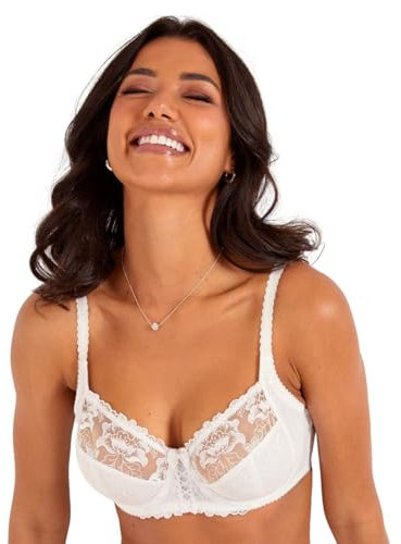 Pour Moi? Women's Sirens Sofia Lace Embroidered Side Support Everyday Bra, White (White White), 36D UK