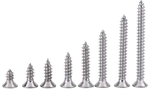 200Pcs Viti Autofilettanti M3 6-30MM, 304 Viti Phillips a testa piatta in Acciaio Inox Kit Assortimento Viti Svasate (Flat head)