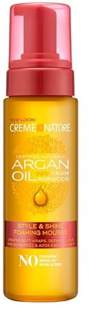 Creme of Nature Argan Oil Style And Shine Foaming Mousse, Mousse Modellante all'Olio di Argan, 200 ml