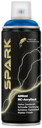 SPARK Sprühdose 400ml – Matte Sprühfarbe für Künstler, DIY, Modellbau & Möbel – Hohe Deckkraft, schnelltrocknende Spraydose - Signalblau
