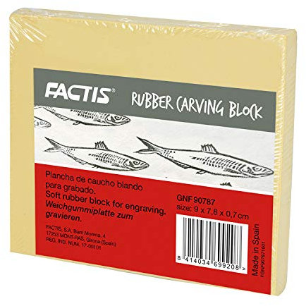 Marabu 0173090787 - Factis Rubber Carving Block, biegsame, weiche Softdruckplatte, wieder verwendbar, ideal für schöne Hochdruckprojekte, ca. 9 x 7,8 x 0,7 cm