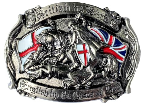 British By Birth English By The Grace of God George Dragon Belt Buckle with Presentation Box