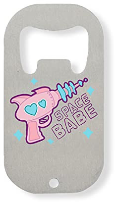 Space Babe Pink Plasma Laser Pistol Hear Abrebotellas de Acero Inoxidable Plata