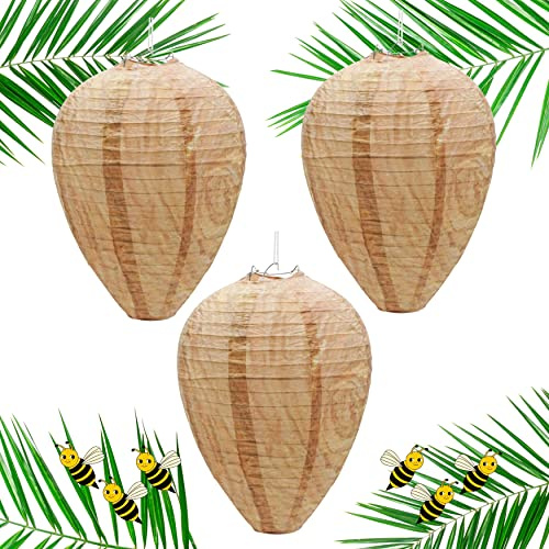 SRV Hub® 3 Stück Lockvogel Wespenabwehr Nester Wabennest Umweltfreundlich Wiederverwendbar Falschnest für Haus und Garten Outdoor Fliegen und Bienen Schutz