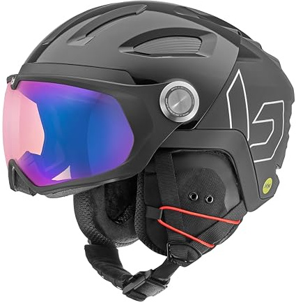 Bollé - V-Ryft MIPS, Black Shiny, Phantom Blue Cat 1 to 3, Medium, Snow Helmets, Unisex, Adult
