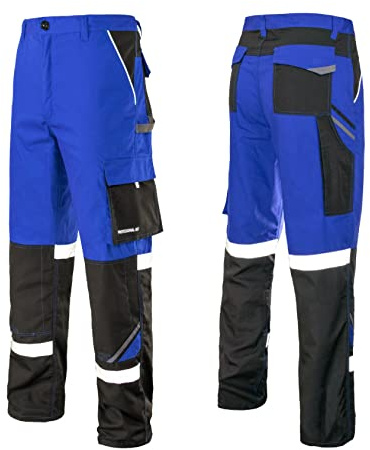 ARTMAS Professional-REF Arbeitshose Herren Schutz für Monteure Hose für Gärtner Mechaniker reflektierende; Blau mit Schwarz; (48)