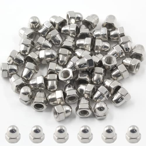 Cionyce 50 PCS M4 Acorn Cap Nuts, 304 Stainless Steel Acorn Hex Nuts Decorative Round Head Cover Hex Dome Nuts