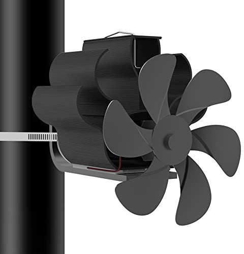 KOPBTBOY Stove Fan Log Burner Fan, 6 Blade Flue Pipe Stove Fan,Heat Powered Wood Burner Fans, Stove Top Fan Wood Burner, Log Burner Fan Silent,Stove Flue Fan