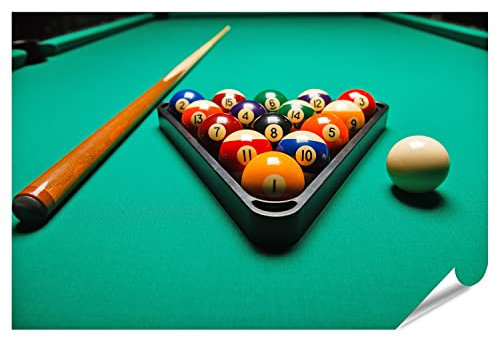 islandburner XXL Bild Poster Billard Kugeln Auf Einem Billardtisch Hobbyraum Premium Bilder Fotodruck