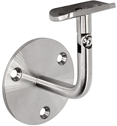 PRIOstahl Handlaufhalter Handlauf Wandhalter Handlaufstütze - 1 x Handlaufträger an die Wand Stellbar für Rundrohr Ø42,4 mm mit 3-Loch Befestigung aus Edelstahl V2A für Geländer Rohr Treppe