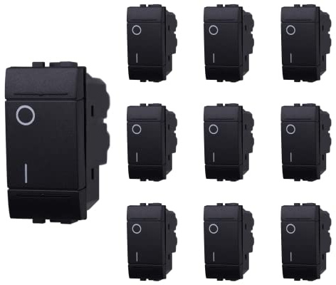 10 Pezzi Interruttore Bipolare, Compatibile Con Bticino Living Light (Nero)