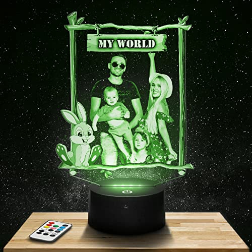 Lampephoto.fr Personalisierte Nachtlicht LED Hase für baby mit foto. Geschenk baby Nachtlicht 7-16 farben touch dimmbar. Babyzimmer Deko. Geburtsgeschenk. Taufgeschenk Geschenke nachtlampe.