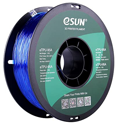 betabots - eSun eTPU-95A Filament, eTPU-95A 3D-Drucker Filament, 1,75mm / 1kg - Blau klar (transparent blue)