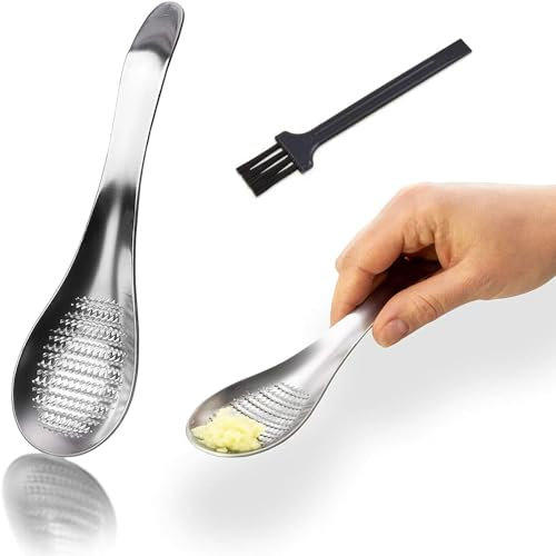 Norhogo Rallador de jengibre de acero inoxidable premium con cuchara, rallador de ajo, rallador de rallador de rallador de parmesano, rallador de limón, cúrcuma, wasabi, rallador de especias