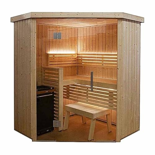 Cabina de sauna de esquina Harvia 163,5 x 163,5 x 202 cm Estufa de sauna para 2 o 3 personas incluida