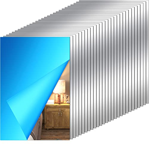 80 Pcs Flexible Mirror Sheets Self Adhesive Non Glass Mirror Tiles Stickers Peel and Stick Wall Sticker Plastic Wallpaper for Home Door Wall Decor(4 x 6 Inch)