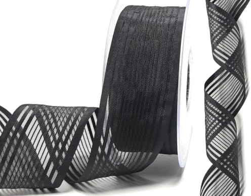 s.dekoda Trauerband 25m x 40mm Schwarz gestreift Dekoband Schleifenband Trauerschleife [6565]