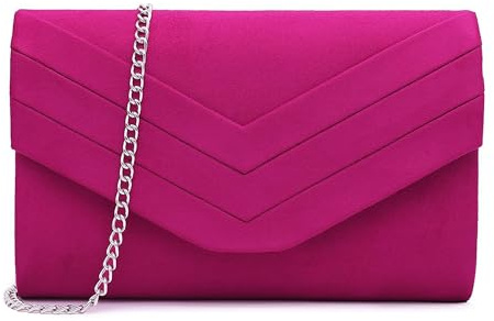Milisente Clutch Bag for Women Soft Suede Evening Bag Wedding Formal Party | Silver Tone Detachable Chain. Chic Envelope, Shoulder/Crossbody, For Prom Dinner & Night out