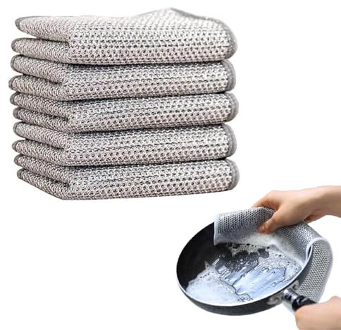 Viilich Lot de 5 torchons multi-usages non scratch, pour humide et sec, chiffons de nettoyage réutilisables, pour le dessus et la cuisine