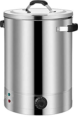 ANSNOW Commercial Electric Brew Kettle, Insulation Bucket Thicken Stainless Steel, Hot Beverage Heater, with Lid and, Cookware for Boiling, Silver/Single Layer Without Tap/30L