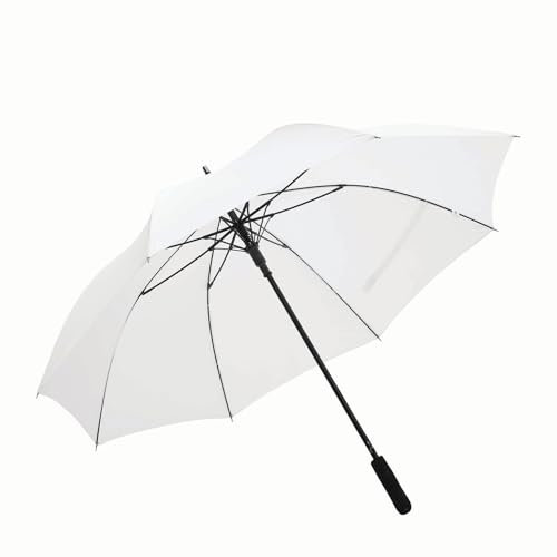 Preiswert&Gut Stockschirm Automatik Groß 120 cm Damen Herren Fiberglas XXL Regenschirm (Weiß)