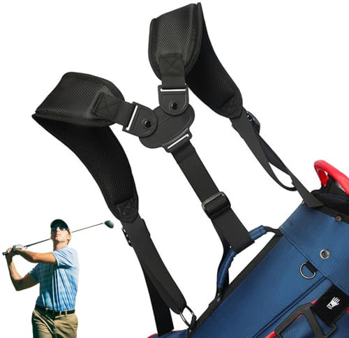 Teksome Golftaschengurte mit doppelter Schulter, verstellbarer Taschen-Schultergurt, langlebiger Rucksackgurt, rutschfester Schultergurt für Sporttaschen, Laptoptaschen, -Tasche, Schwarz , 1
