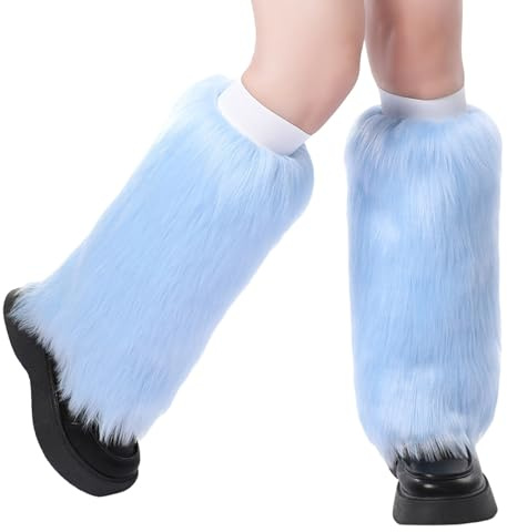 Gefomuofe Damen Kunstpelz Beinwärmer Plüsch Beinwärmer, Mädchen Furry Fuzzy Beinwärmer Winter Stulpen Damen für Winterwärmer Karneval Halloween Fasching Mottoparty Verkleidung