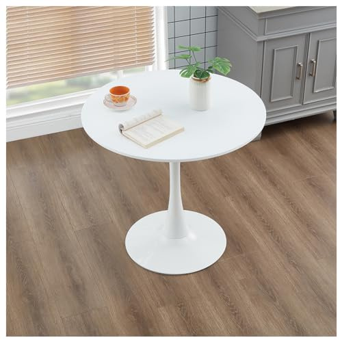 HFFAIWM Modern Runden Weißer Top-Tisch Einfach Freizeit Esstisch Nordisch Kaffetisch Milchtee Verhandeln Tisch Tulpe Balkon Kleiner Runder Und Stühle(Size:60cm,Color:Weiß)