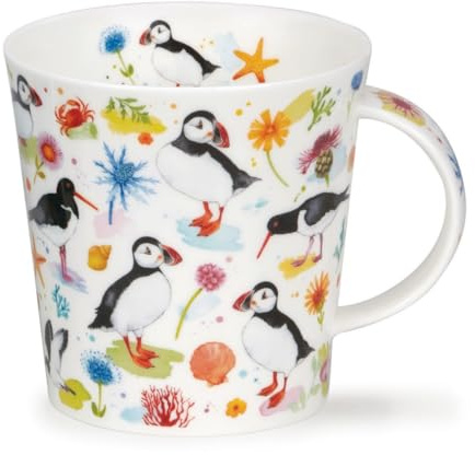 Dunoon Caingorm Tasse aus feinem Knochenporzellan Papageientaucher und Austernfischer