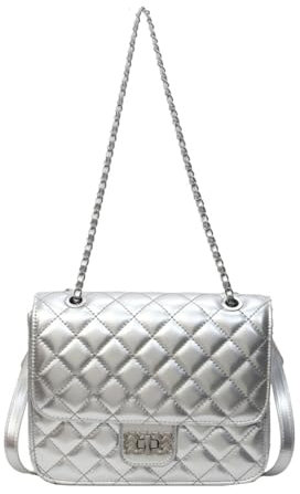 YEAMKE Damenrucksack Lingge Umhängetasche mit großem Fassungsvermögen, silber, 23 * 7 * 18CM