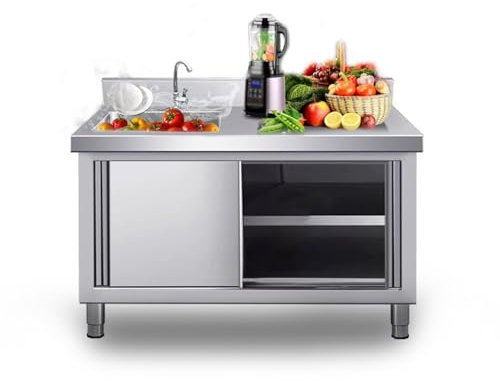 Lavandino Cucina Da Esterno Con Mobile Lavello Da Esterno Lavabo Da Cucina Esterna Da Giardino Lavatoio Lavanderia Con Rubinetto Per Garage Ristorante Cantina Lavanderia Interni Esterni.(L120*60*80cm)