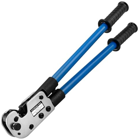 Heschen Alicates de crimpadora de trinquete, CT-38, para terminales de anillo de cobre de 8-2 AWG (8-38 mm²), alicates manuales para herramienta de crimpado de terminales de alambre, azul