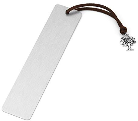 Jovivi Personalisiert Lesezeichen mit Geburtstagsblume und Text Gravur Lebensbaum Anhänger Edelstahl Buchzeichen Bookmark Buch Zubehör Geschenk für Lehrer Leser Schüler
