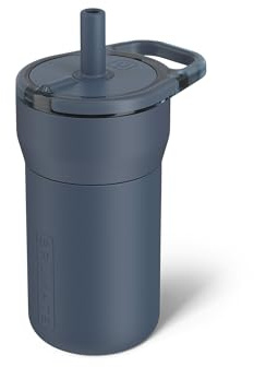 BrüMate Leap 350ml Kids Tumbler with Straw and Lid | 100% Leakproof | Encourages Hydration | Durable & Drop Resistant Insulated Water Bottle, Easy to Clean, Made of Stainless Steel (Nighfall Blue)