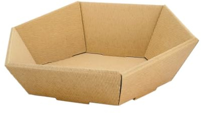 Geschenkkorb, Präsentkorb aus Wellpappe, 6-eckig, naturfarben, 29,5 x 24,5 x 13 cm, 25 Stück