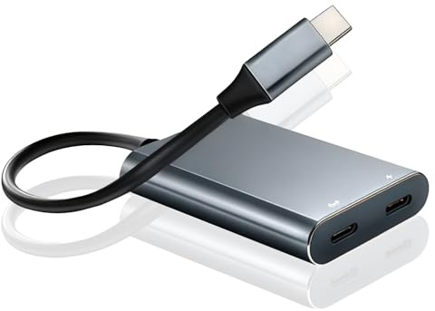 XREA L Hub Lade und Wiedergabeadapter,USB C auf AR-Brillen-Adapter für XREAL One/Air 2 Pro,Viture,kompatibles ROG Ally,Switch,i Phone 17 16 15 oder Typ-C,unterstützt 65W Schnellladung und 60 Hz-grau