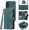 Phone Case for Samsung Galaxy Z Fold 3 5G 2021 Zipper Wallet Detachable Magnetic Cover with Tempered Glass Screen Protector Crossbody Lanyard Card Holder ZFold3 Z3 Fold3 3Z ZFold35G Women Blue