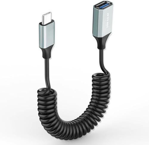 JSADZKJ Convertitore USB C a USB Adapter OTG Cavo a spirale da USB Tipo C maschio a USB 3.0 femmina 5Gbps ad alta velocità da USB C a USB A OTG per smartphone,tablet,unità flash USB 3.28Ft